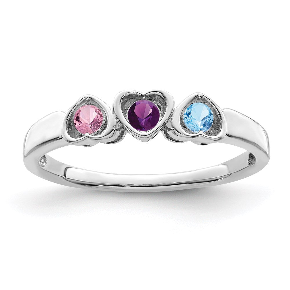 14k White Gold Synthetic Family Jewelry Ring