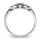 14k White Gold Genuine 3 Stone Mother's Ring