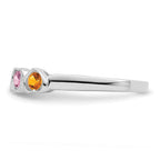 14k White Gold Synthetic Family Jewelry Ring