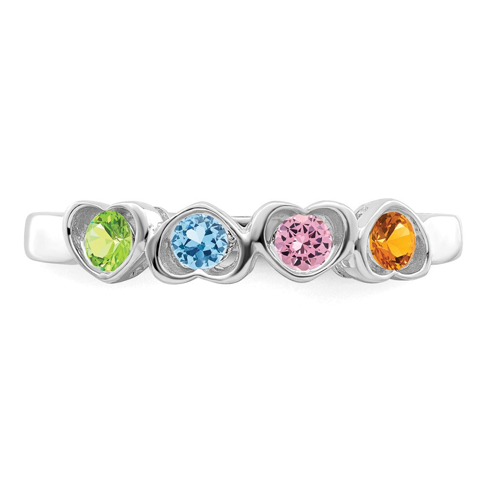 14k White Gold Genuine 4 Stone Mother's Ring