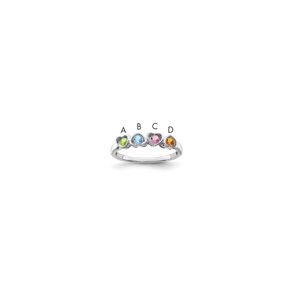 14k White Gold Genuine 4 Stone Mother's Ring