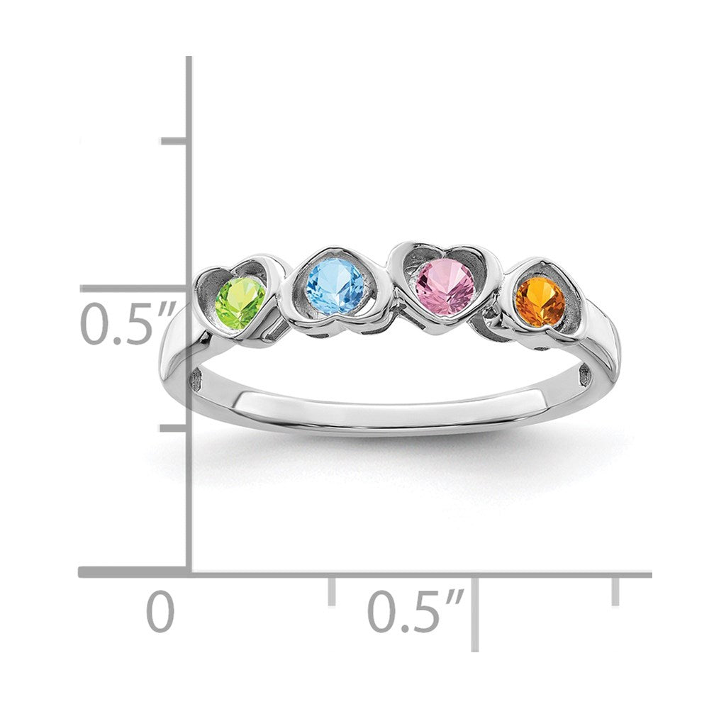 14k White Gold Genuine 4 Stone Mother's Ring