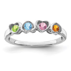 14k White Gold Genuine 4 Stone Mother's Ring