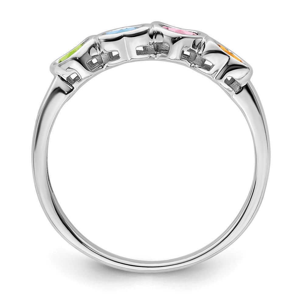 14k White Gold Synthetic Family Jewelry Ring