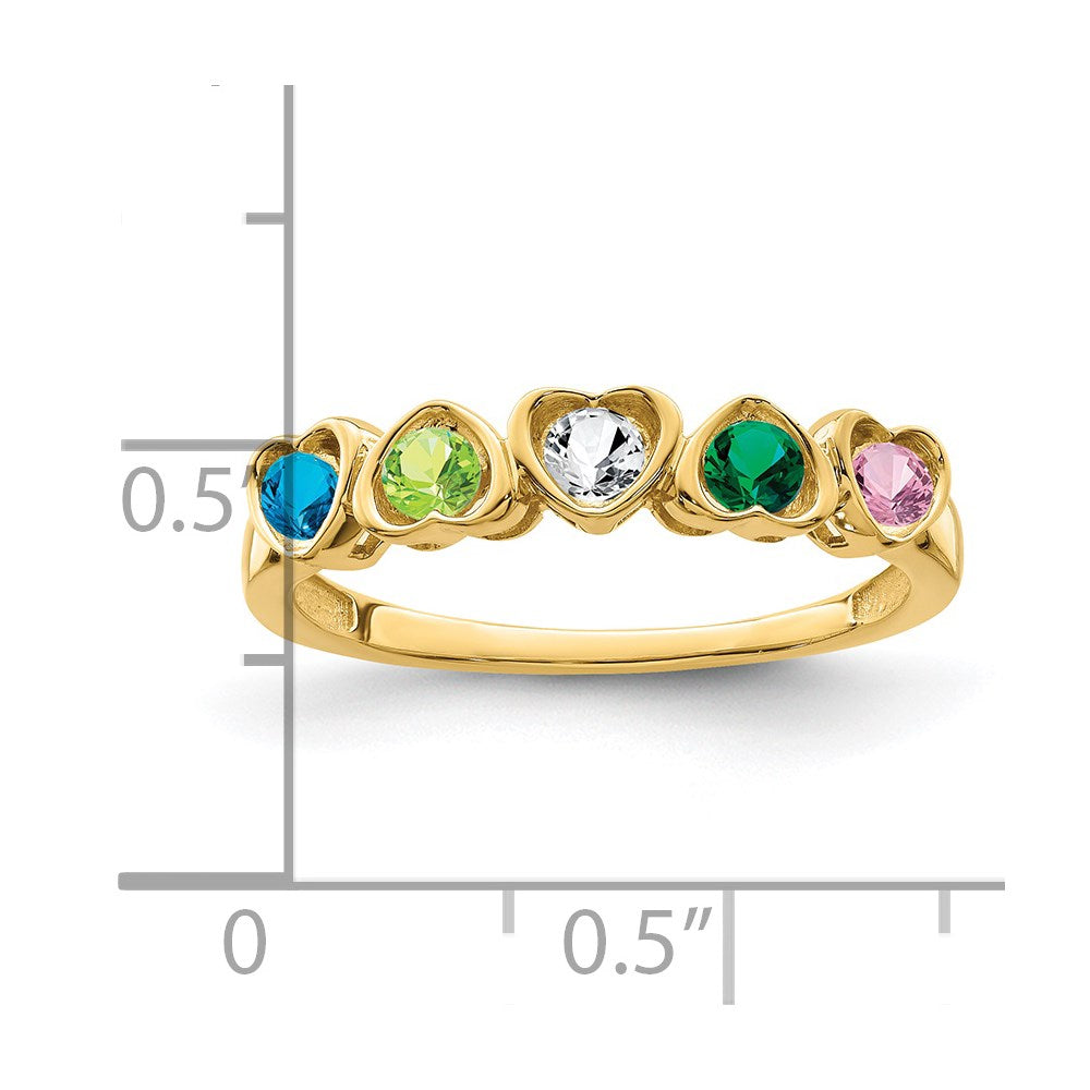14k Genuine 5 Stone Mother's Ring