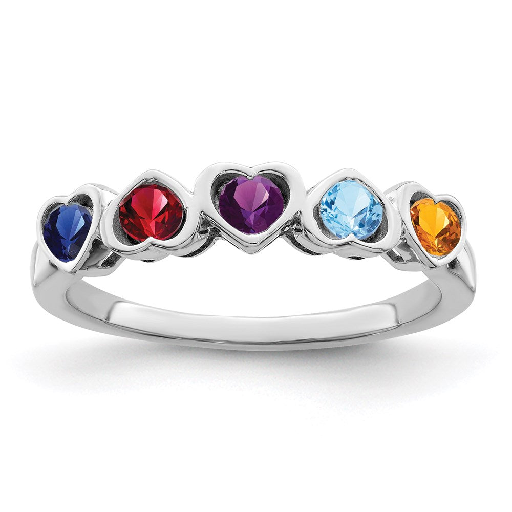 14k White Gold Synthetic Family jewelry ring