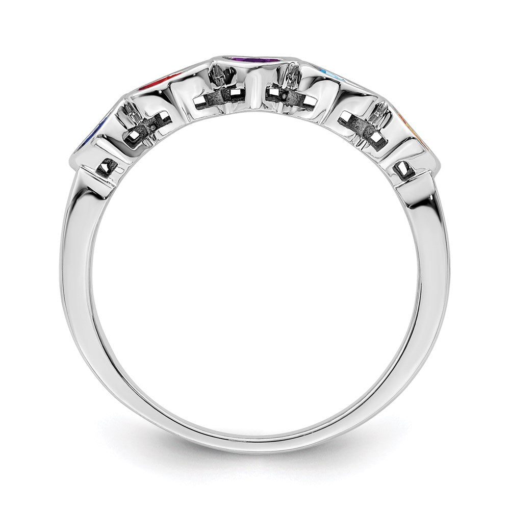 14k White Gold Synthetic Family jewelry ring