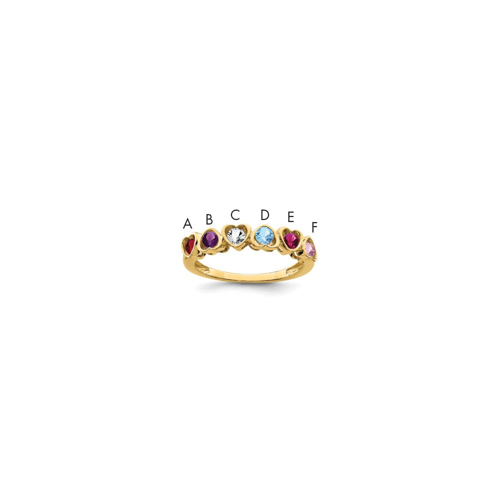 14k Genuine 6 Stone Mother's Ring
