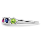 14k White Gold Synthetic Family Jewelry Ring