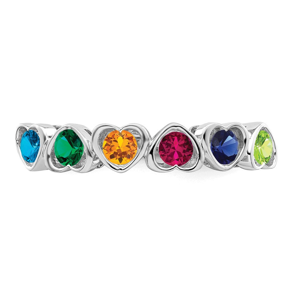 14k White Gold Synthetic Family Jewelry Ring