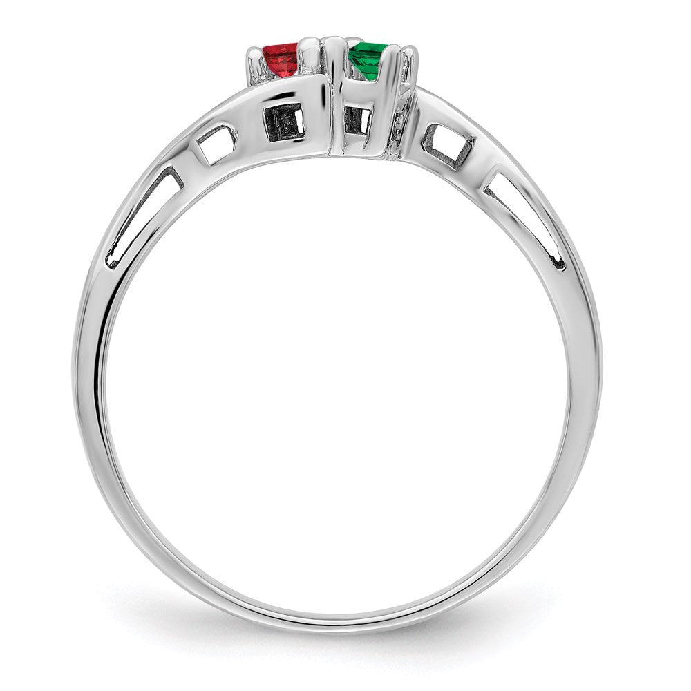 14k White Gold Genuine 2 Stone Mother's Ring