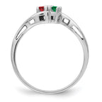 14k White Gold Synthetic Family Jewelry Ring
