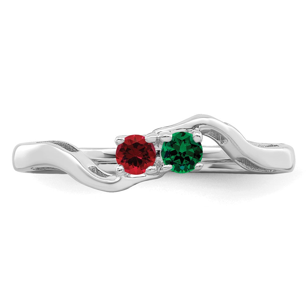 14k White Gold Synthetic Family Jewelry Ring