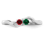 14k White Gold Synthetic Family Jewelry Ring