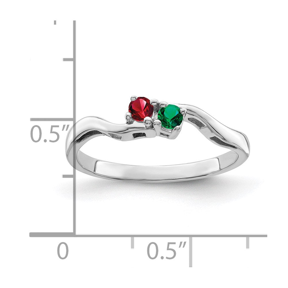 14k White Gold Synthetic Family Jewelry Ring