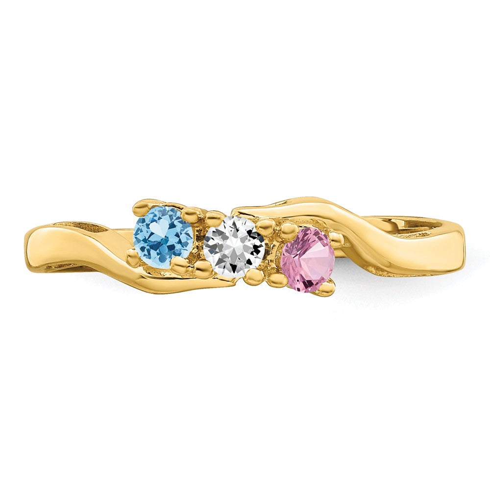14k Genuine 3 Stone Mother's Ring