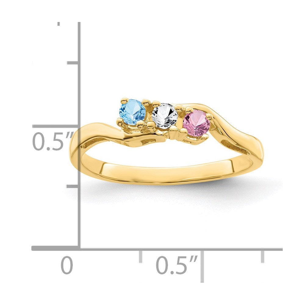 14k Genuine 3 Stone Mother's Ring