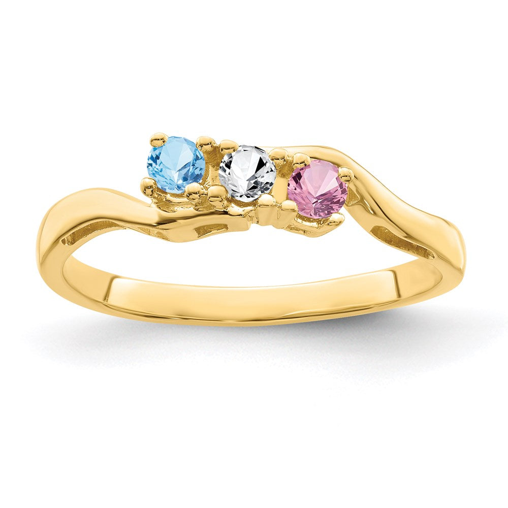 14k Genuine 3 Stone Mother's Ring