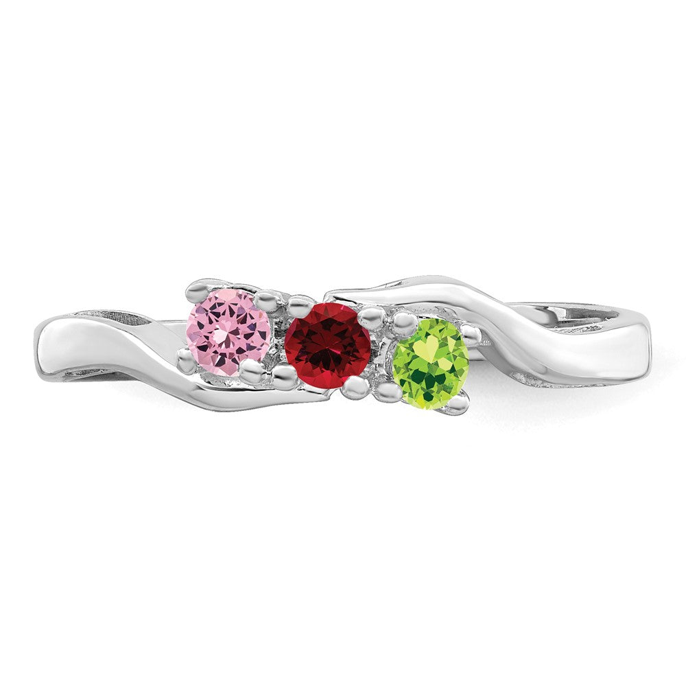14k White Gold Synthetic Family Jewelry Ring