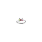 14k White Gold Genuine 3 Stone Mother's Ring