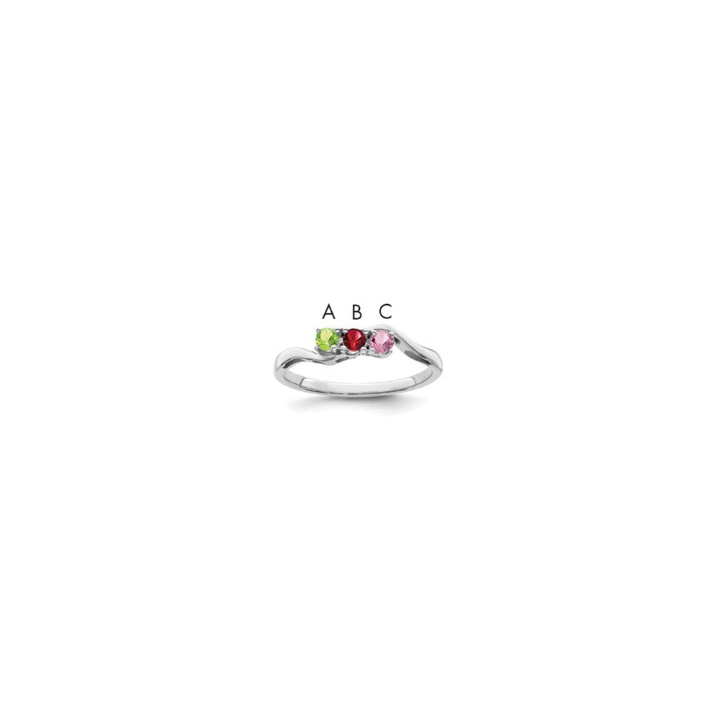 14k White Gold Synthetic Family Jewelry Ring