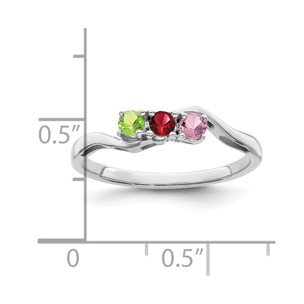 14k White Gold Synthetic Family Jewelry Ring