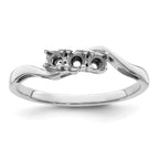 14k White Gold Genuine 3 Stone Mother's Ring
