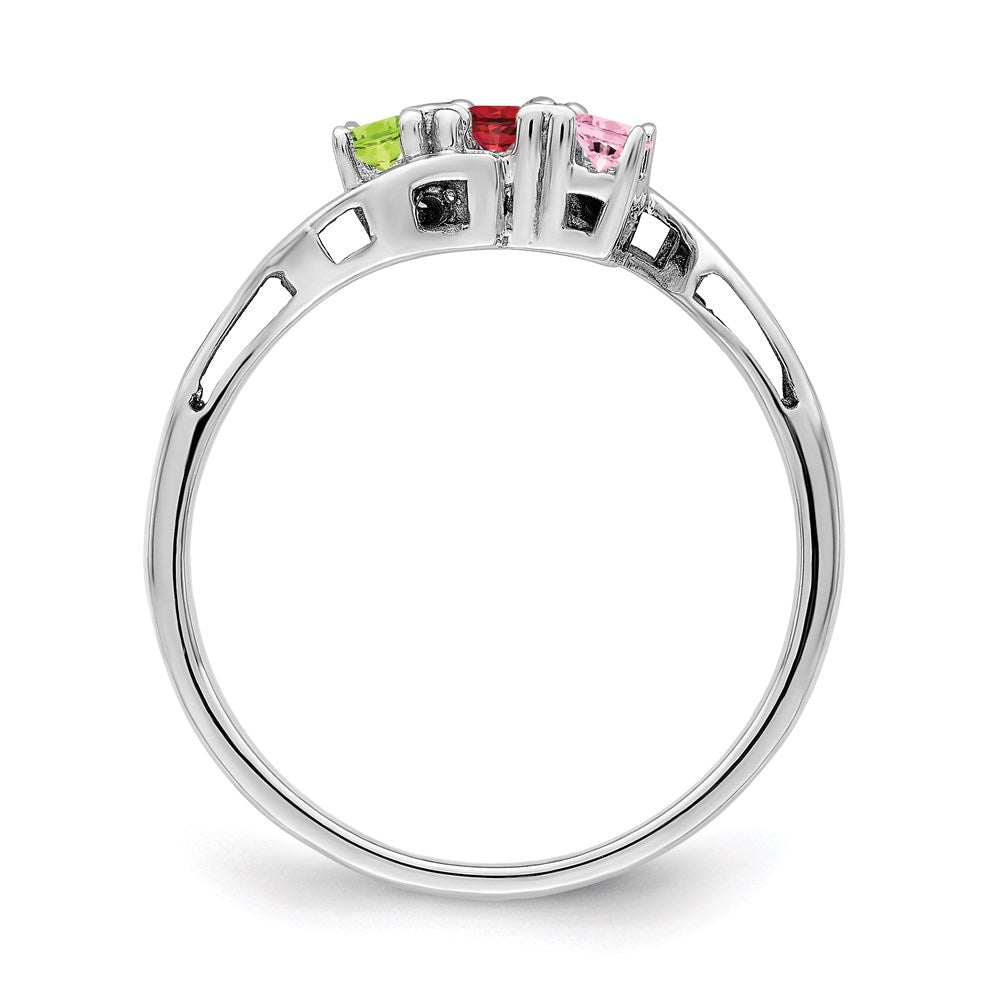 14k White Gold Synthetic Family Jewelry Ring