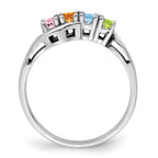 14k White Gold Synthetic Family Jewelry Ring