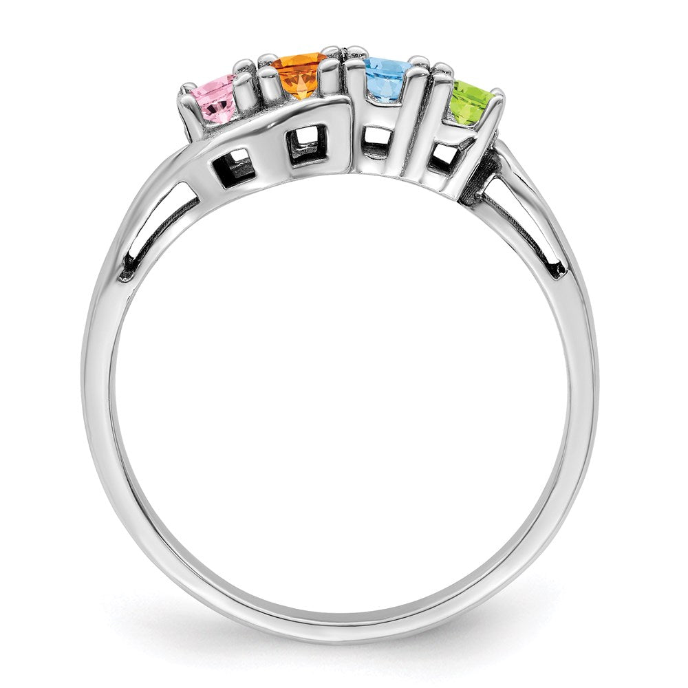 14k White Gold Synthetic Family Jewelry Ring