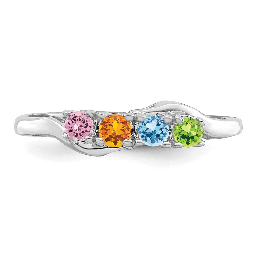 14k White Gold Genuine 4 Stone Mother's Ring