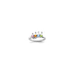 14k White Gold Synthetic Family Jewelry Ring