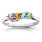 14k White Gold Synthetic Family Jewelry Ring