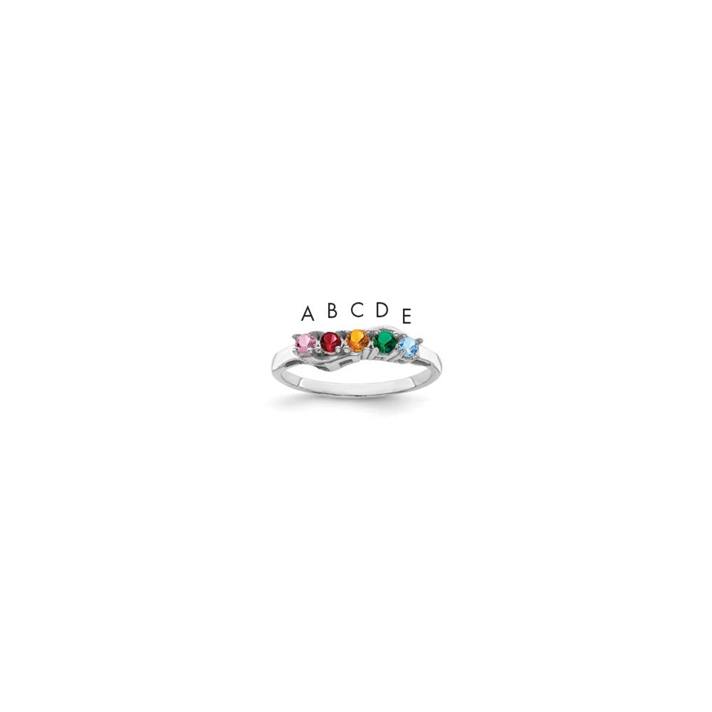14k White Gold Synthetic Family Jewelry Ring