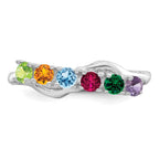 14k White Gold 5x3mm Oval Synthetic Family Jewelry Ring