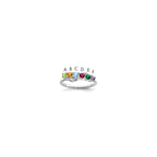 14k White Gold 5x3mm Oval Synthetic Family Jewelry Ring