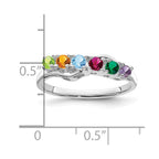 14k White Gold 5x3mm Oval Synthetic Family Jewelry Ring