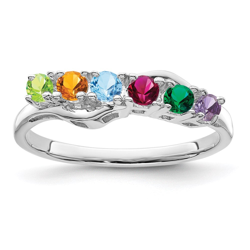 14k White Gold 5x3mm Oval Synthetic Family Jewelry Ring