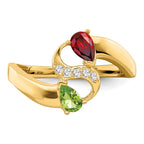 14k Personalized 2-Name Diamond and Synthetic 2 Stone Couple's Ring