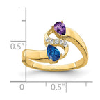 14k Personalized 2-Name Diamond and Synthetic 2 Stone Couple's Ring
