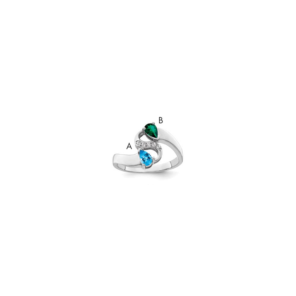 14KW Personalized 2-Name Diamond and Genuine 2 Stone Couple's Ring