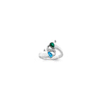 14KW Personalized 2-Name Diamond and Synthetic 2 Stone Couple's Ring