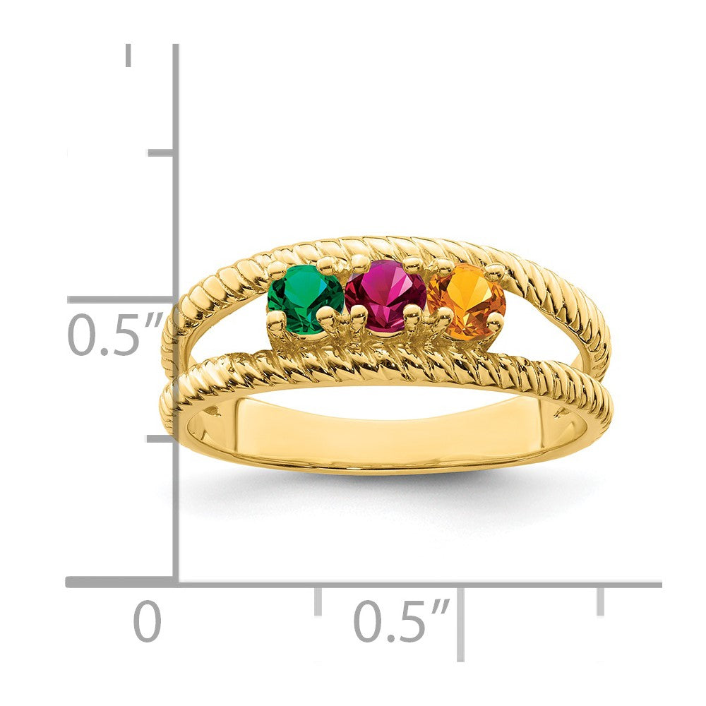 14k Genuine 3 Stone Mother's Ring
