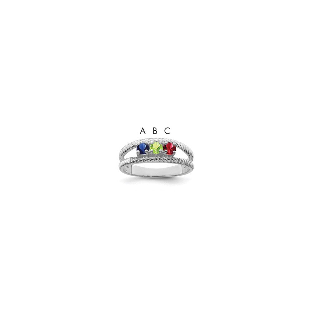 14k White Gold 3mm Synthetic Family Jewelry Ring