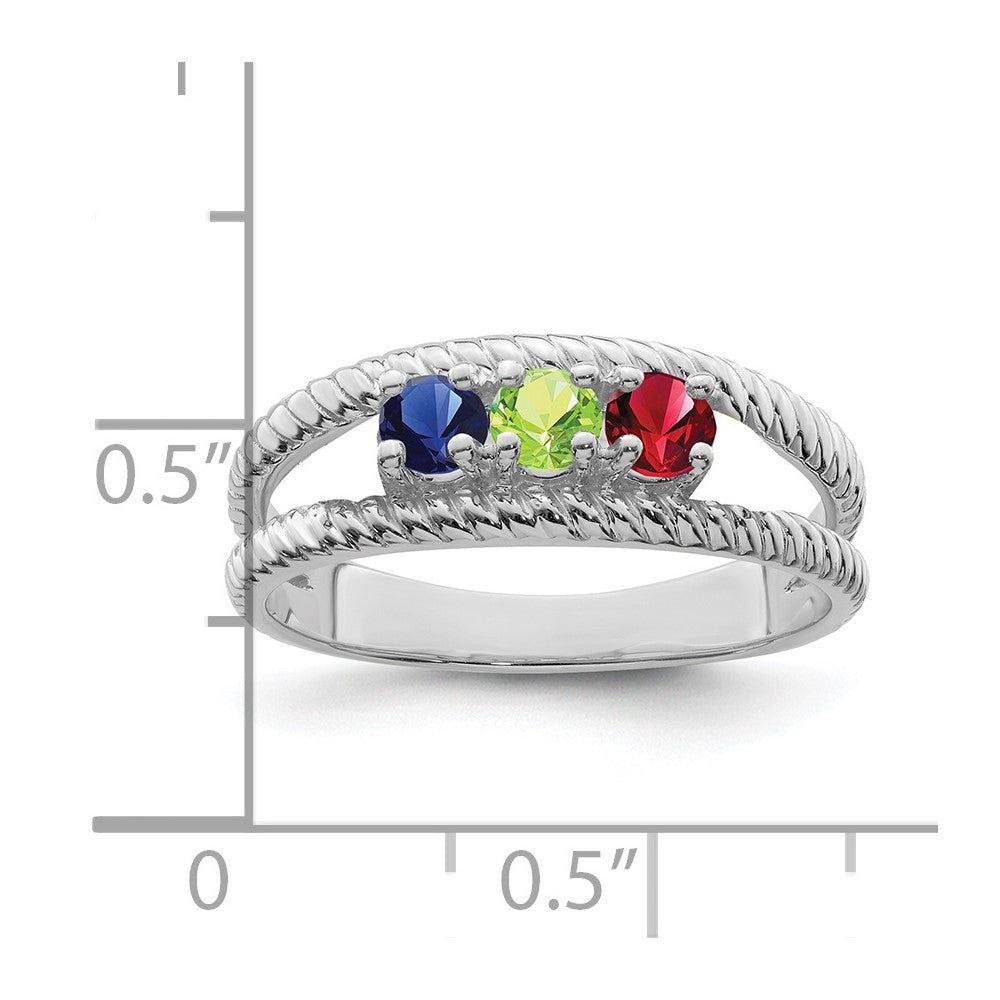 14k White Gold 3mm Synthetic Family Jewelry Ring