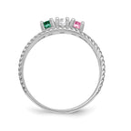 14k White Gold 3mm Synthetic Family Jewelry Ring