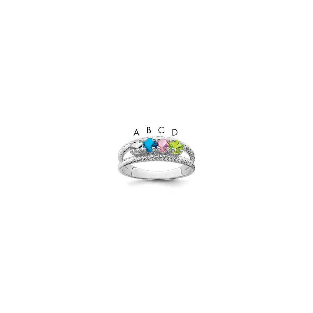 14k White Gold Synthetic Family Jewelry Ring