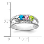 14k White Gold Synthetic Family Jewelry Ring