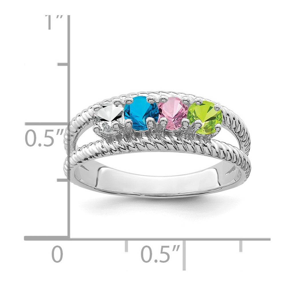 14k White Gold Synthetic Family Jewelry Ring