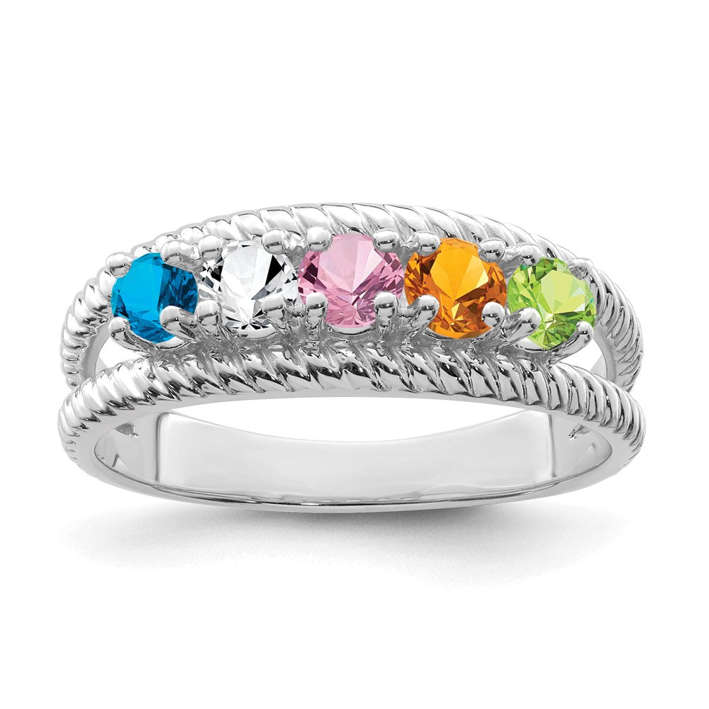 14k White Gold Family Jewelry Ring